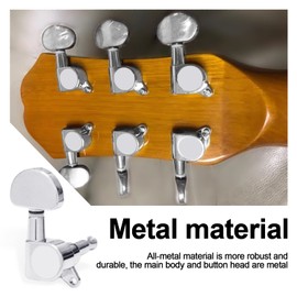 SAPHUE 6 Pieces 6R Guitar tuner pegs,Guitar Sealed Fan-shaped Tuning Pegs Tuner Machine Heads for Acoustic Electric Guitar Guitar Parts. (Chrome)