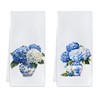 Cilrii Chinoiserie Hydrangea Floral Kitchen Towels, Blue White Hydrangea Flower