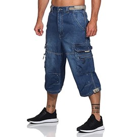 Jet Lag Men's 3/4 Cargo Shorts Safety B Shorts with Side Pockets, Light navy