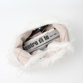 Meliyya Women's Cuddly Handbag Winter Tote Bag Warm Fluffy Shoulder Bag Large Women's Bag Plush Shopper Made of Faux Fur for University Work Girls School, A-White