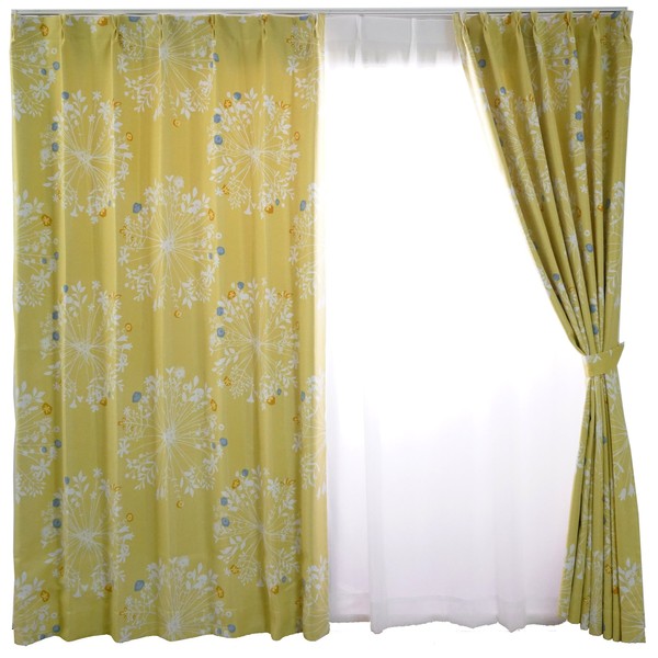 Suminoe V1285 Blackout Curtain, 39.4 x 70.1 inches (100 x 178 cm), Yellow, 1 Piece