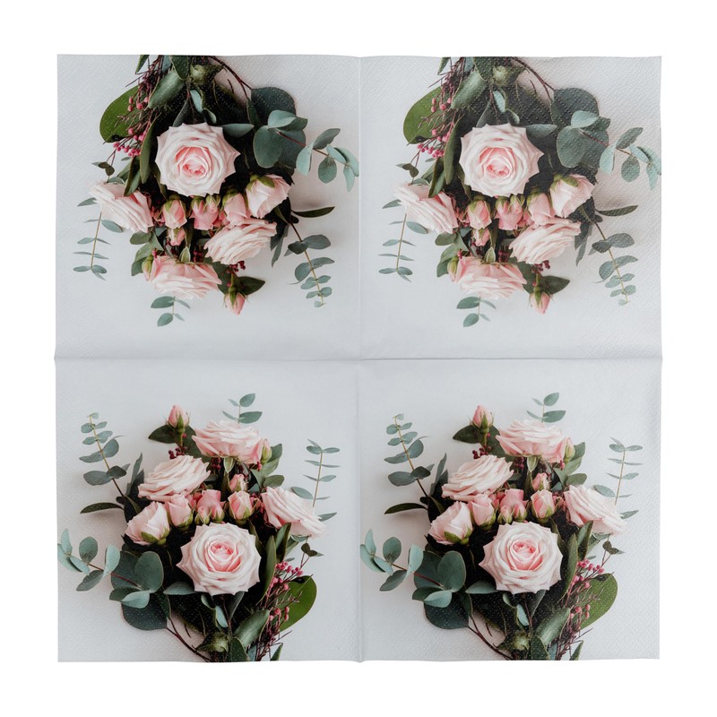HEKU 100 napkins, 3-ply, 33 x 33 cm, rose bouquet,