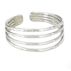 Anillo de dedo del pie | Plata de ley 925 de cuatro hebras | Anillo ajustable para pie o midi | Joyería unisex para pie, Plata, Sin piedras preciosas