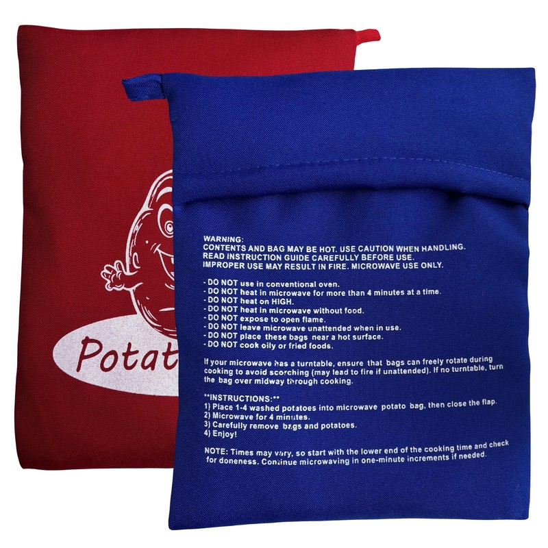 Microwave Potato Cooking Bags, Reusable Fabric Pouch for Baked Potatoes,