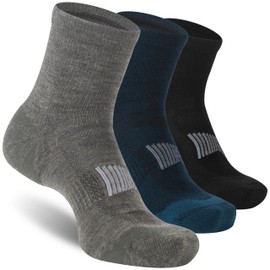 RTZAT Men's Women's 90% Merino Wool Ankle Sports Business Casual Running Moisture Wicking Arch Support Thin Wool Socks, Black/Blue/Green, Large