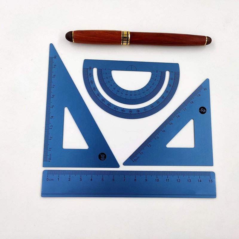 Accod Aluminum Alloy Ruler Set Stainless Steel Scale Ruler Math