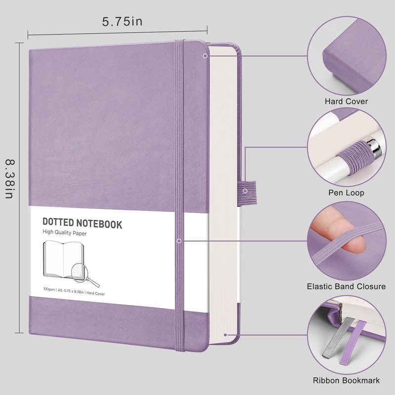 RETTACY A5 Bullet Dot Grid - Dotted Notebook With 320