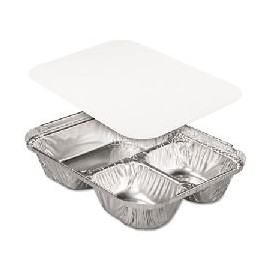 Handi-Foil Aluminum Oblong Containers, 3-Compartments, 32oz, 8w x 5d x 1 13/16h