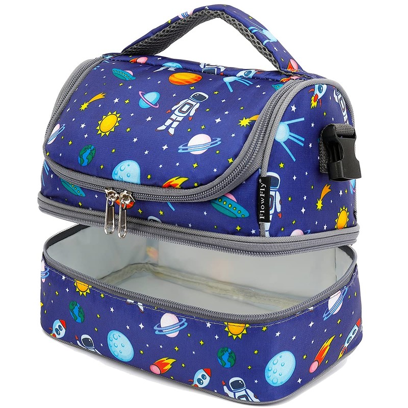 FlowFly Kids Double Decker Cooler Insulated Lunch Bag Large Tote