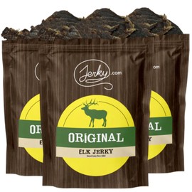 Jerky.com Original Elk Jerky 3-Pack - High-Protein, Low-Fat, Exotic Snack - Gluten-Free, All-Natural Ingredients - Perfect for Hiking, Camping, and On-the-Go 1.75oz (Pack of 3)