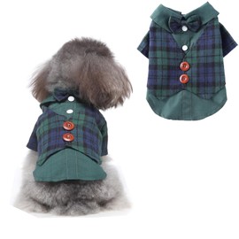 BT Bear Small Dog Tuxedo, Dogs Wedding Suit Puppy Formal Shirt, Dog Suit Formal Tuxedo with Black Bow Tie Cats Small Medium Dogs Outfit for Party Birthday Festiva,Green S