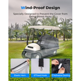 KEMIMOTO Golf Cart Seat Cover Protector 4 Passenger Compatible with EZGO Club Car Golf Cart, Waterproof Sun/Rain Seat Cover to Keep Seat Dry and Protected