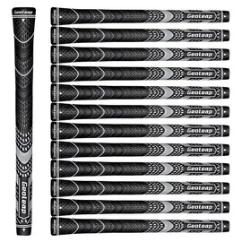 Geoleap ACE-C Golf Grips Set of 13- Cord Rubber, Hybrid Golf Club Grips, Standard/Mdisize, 10 Colors Optional. (Black, Standard)
