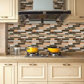 Livebor Brown and Gray Peel and Stick Backsplash Kitchen Wallpaper 11.8inch x 393.7inch Bathroom Wall Paper Kitchen Backsplash Waterproof Contact Paper Countertop Removable Self Adhesive