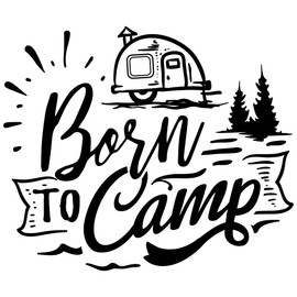 Samunshi® Born to Camp Lettering Sticker Car Sticker Windscreen Sticker Motorcycle Sticker – 10 x 8.5 cm Black