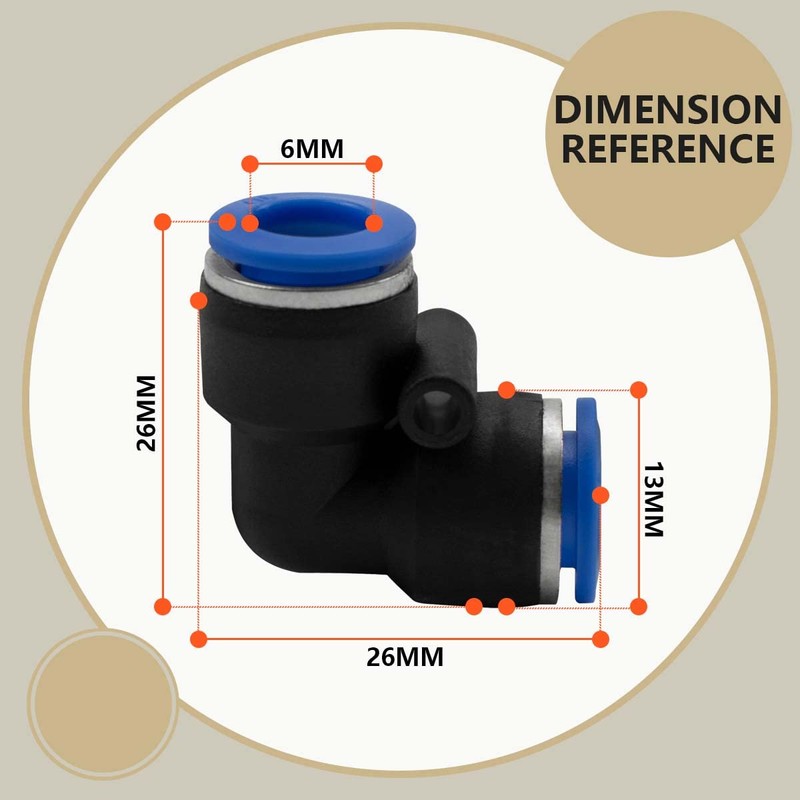 Bwintech 12 Pcs 6mm 90 Degree Elbow Push in Connect