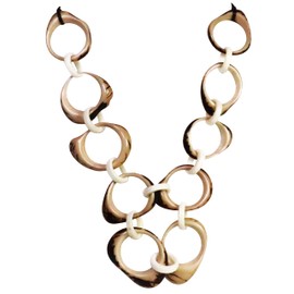 Bone Organic TAGUA Bib Necklace, Chained Strand - Mid-Century Modern - IBARRA - Artisan Elegant