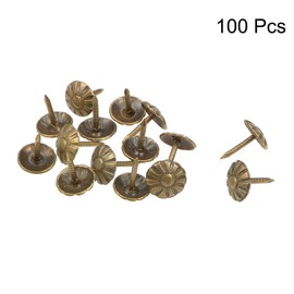 sourcing map Upholstery Nails Tacks 8mm Head Dia Retro Round Thumb Push Pins Bronze Tone for Furniture Sofa Headboards, 100 Pcs