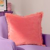 Furn. Gracie Velvet Fringed Cushion Cover, Coral, 45 x 45