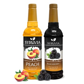 Syruvia Peach Syrup & Blackberry Syrup - 25.4 fl oz. Sweet Coffee Flavoring Syrup. Kosher and Gluten-Free. Perfect for Lattes, Smoothies, Shakes, Drinks, Desserts, and More.