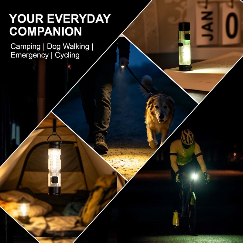 Mini EDC Rechargeable Keychain Flashlight Stocking Stuffers for Men
