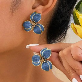 Flower Earrings for Women Floral Statement Earrings Daisy Earring Pink Green Blue White Flower Stud Earrings Summer Spring Fancy Earrings Floral Bohemian Jewelry Gifts Vintage Earrings Accessories Jewelry
