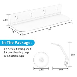 15 Inch Suction Cup Shelf for Plants Window, 6IN Extra Wide with Load-Bearing Brackets Window Shelf for Plants, Acrylic Sill Extender for Growing Herbs, Micro Vegetables, Succulents, Clear-1