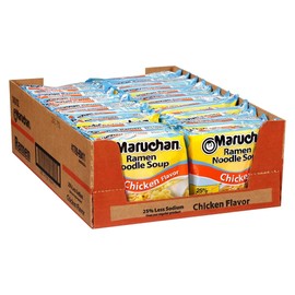 Maruchan Ramen Less Sodium Chicken, Instant Ramen Noodles, Ready to Eat Meals, 3 Oz, 24 Count