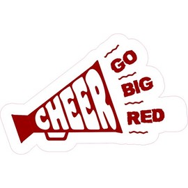 StickerTalk Cheer Megaphone Go Big Red Vinyl Sticker, 5 inches by 3 inches