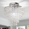 FRIXCHUR 11.8" Crystal Chandelier Chrome Flush Mount Ceiling Light 5