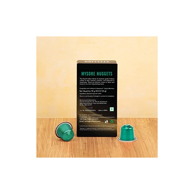 Coffeeza (AAA Arabica Grade) Mysore Nuggets Aluminium Coffee Capsules, Intensity