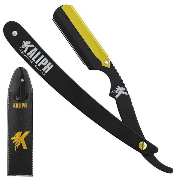 Kaliph Professional Cut Throat Razor Kit for Men - Barber Grade Single Edge Blade Straight Razor - Premium Choice Mens Razors for Shaving - Essential Cutthroat Barber Razor for Hair/Beard Enthusiasts