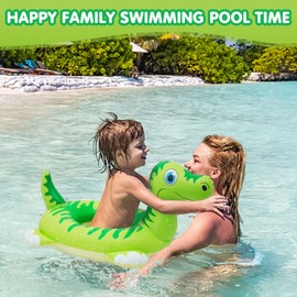 Yellcetoy Pool Inflatables for Kids, Dinosaur Rubber Ring Pool Floats Swimming Pool Toys for Children, Dinosaur Swim Ring with Sound Tails for Boys Girls Summer Beach Water Party Toys