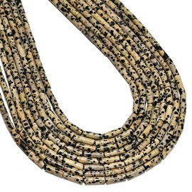 29 Pcs 4x13mm Healing Natural Dalmatian Spot Jasper Gemstone Bead Cylinder Tube Spacer Beads for Jewelry Bracelets Making Crafts