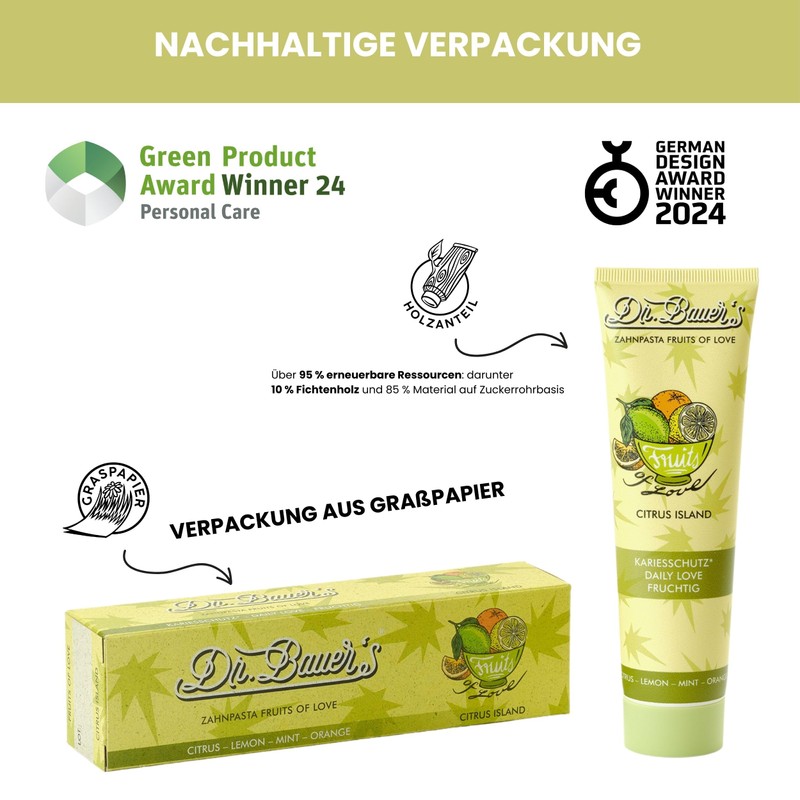 Dr. Bauer's Fruits of Love Citrus Island Toothpaste, Toothpaste in