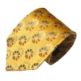 Covona Men's' Gold and Gray Multi Color Floral  Geometric  Ties with Hanky.