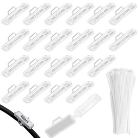 RXKFIGX 40 Pieces Transparent Cable Labels and 40 Pieces White Cable Ties Box of Cable Tags Cable Labels Cable Identification Tags for Cable Management and Identification
