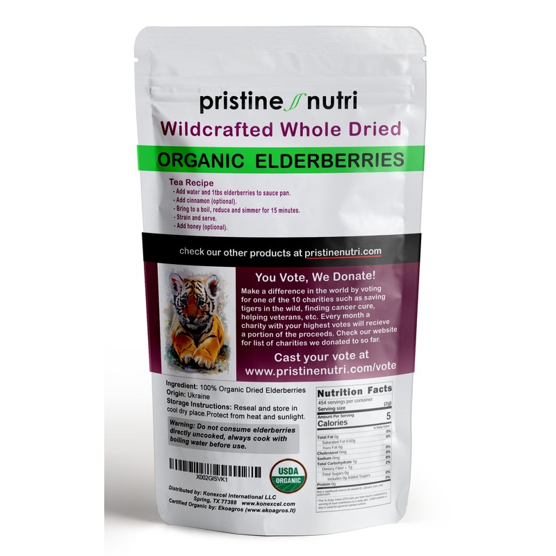 Organic Elderberries Dried Bulk | Whole European Elderberry Dried, Wildcrafted