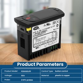Upgraded PZGXS0J111 Temperature Thermostat with 2 * 10FT NTC Probe Sensors 115V with Sensitive Terminal Blocks，Clips, Plugs and Manual Instruction，Replacement for Carel and All Refrigerator Types