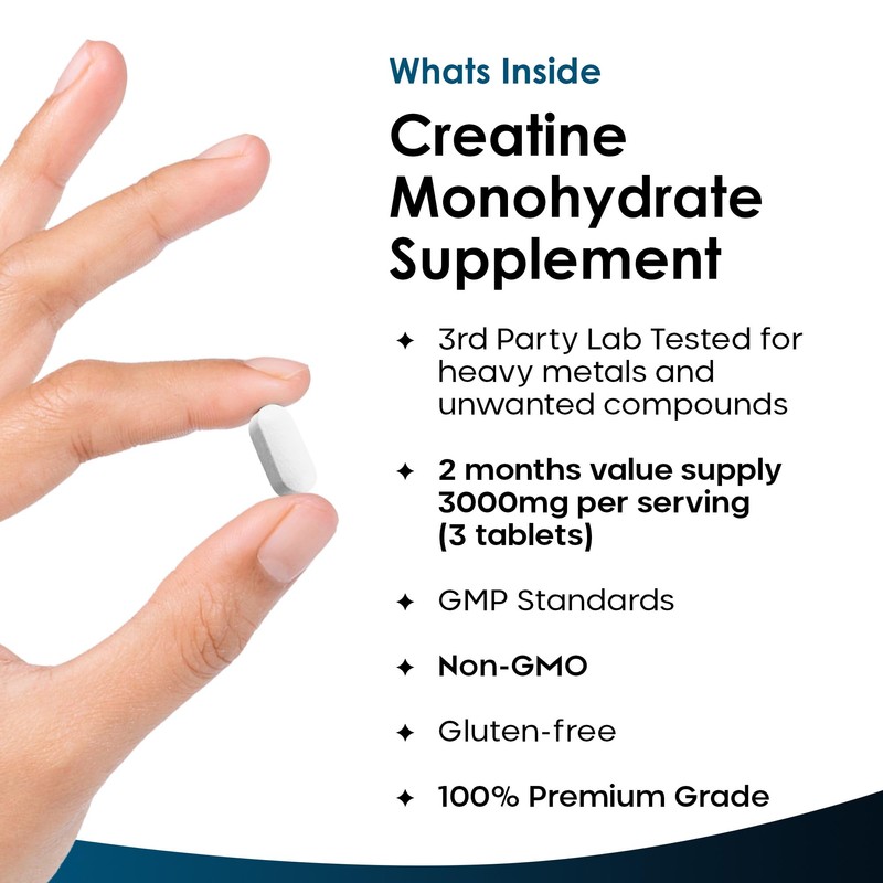 Creatine Monohydrate Tablets 3000mg - 360 Creatine Tablets (3 per
