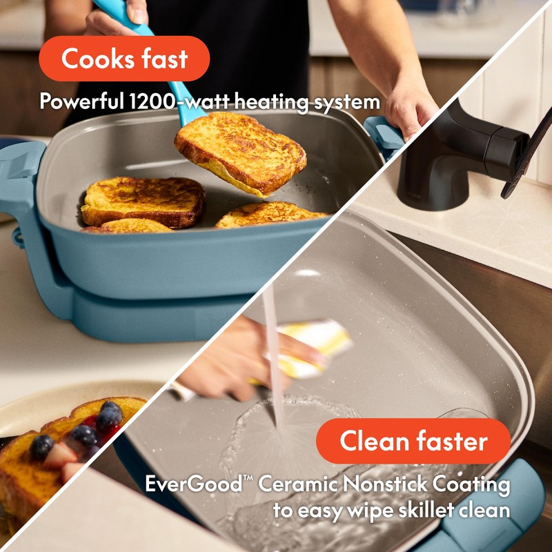 bella Make & Take Electric Skillet, Fits-anywhere™ kitchenware, EverGood™ Ceramic