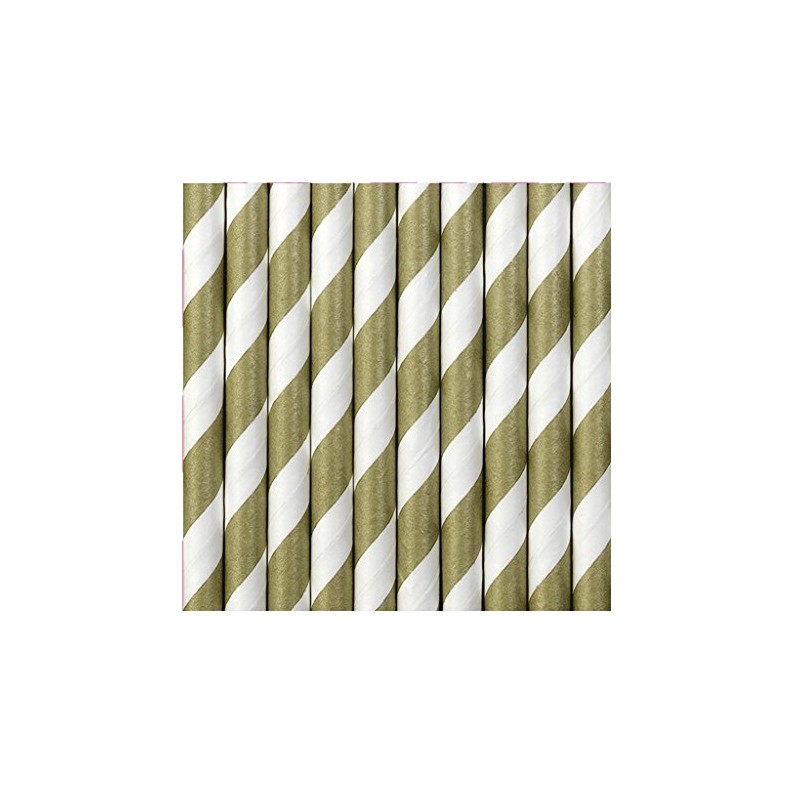 Straws, gold/white, approx. 19.5 cm, pack of 10