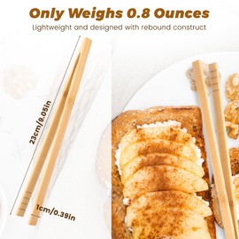 Wooden Tongs, 4 Pcs 9 Inch Natural Toaster Tongs Reusable BambooTongs Wood Kitchen Utensil Accessories for Fruits, Bread, Salad, Pickles, Bread, Bacon