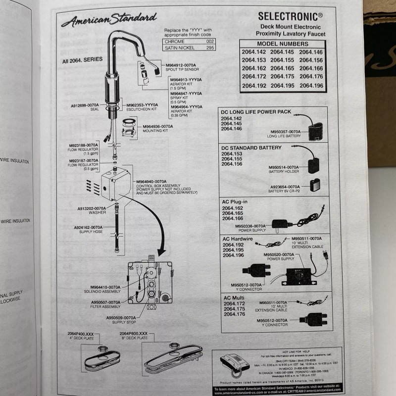American Standard NEW AMERICAN STANDARD 2064.172.295 SERIN EXTENSION POWER PROXIMITY