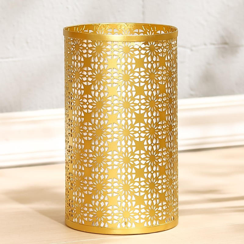 MOCOME Small Metal Garbage Can, Decorative Fans Waste Basket, Elegant