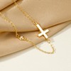 koperin Cross Necklace for Women-Dainty 14K Gold Plated Cute Sideways