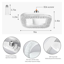 New Pattern Imitation Crystal Pendant Light, 200W Equivalent Exceed 2000LM E26 LED Bulb, 6000K Daylight 24 Watt High Lumen LED Bulb for Home, Shopping mall, Hotel, Factory,Garage (Square Tricolor)