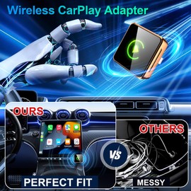 Wireless CarPlay Adapter 2026 Upgraded, 2-in-1 Adapter Converts Wired to Wireless Dongle, 5GHz WiFi Auto-Connection, Plug & Play for Cars with Factory Wired CarPlay/Android Auto (Orange)