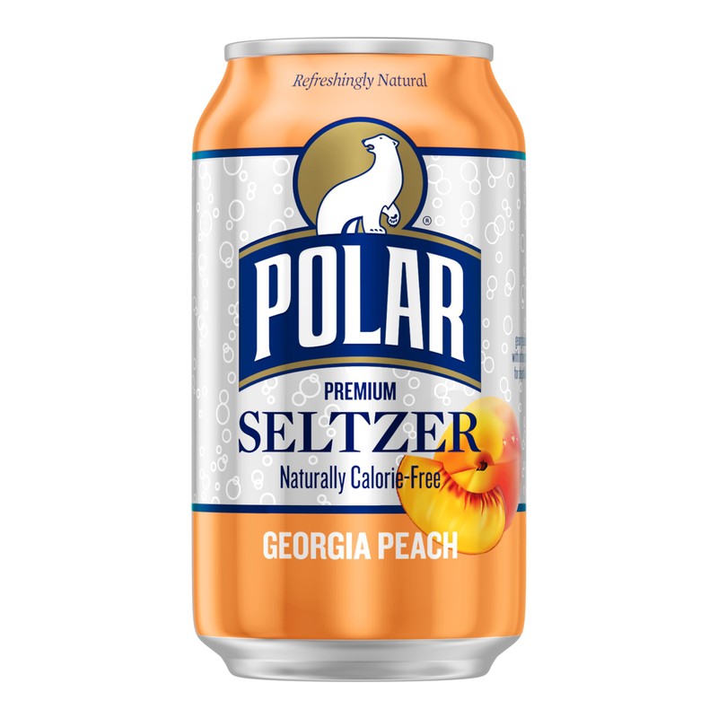 Polar Seltzer Water Georgia Peach, 12 fl oz cans, 18