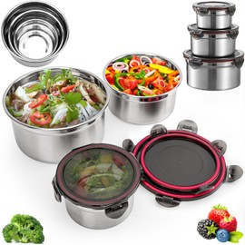 fecoqi 3 Pack Stainless Steel food storage containers leak proof & airtight lids for Kitchen,freezer and microwave safe 304 Metal Containers For Meal Prep, Leftovers, Freezer(10oz+20oz+33oz)